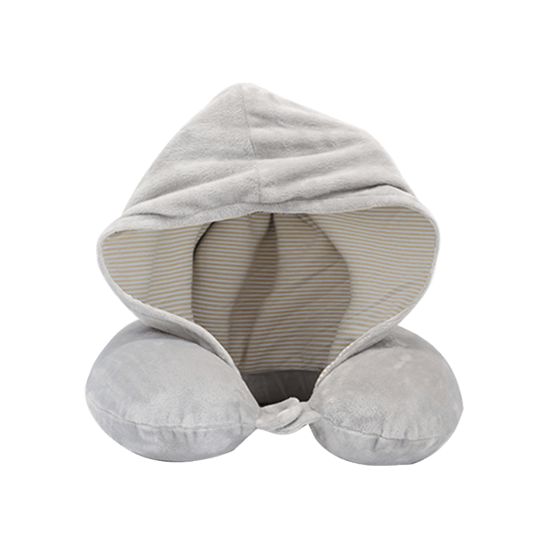 Bärbar U-formad Memory Foam resekudde med huva
